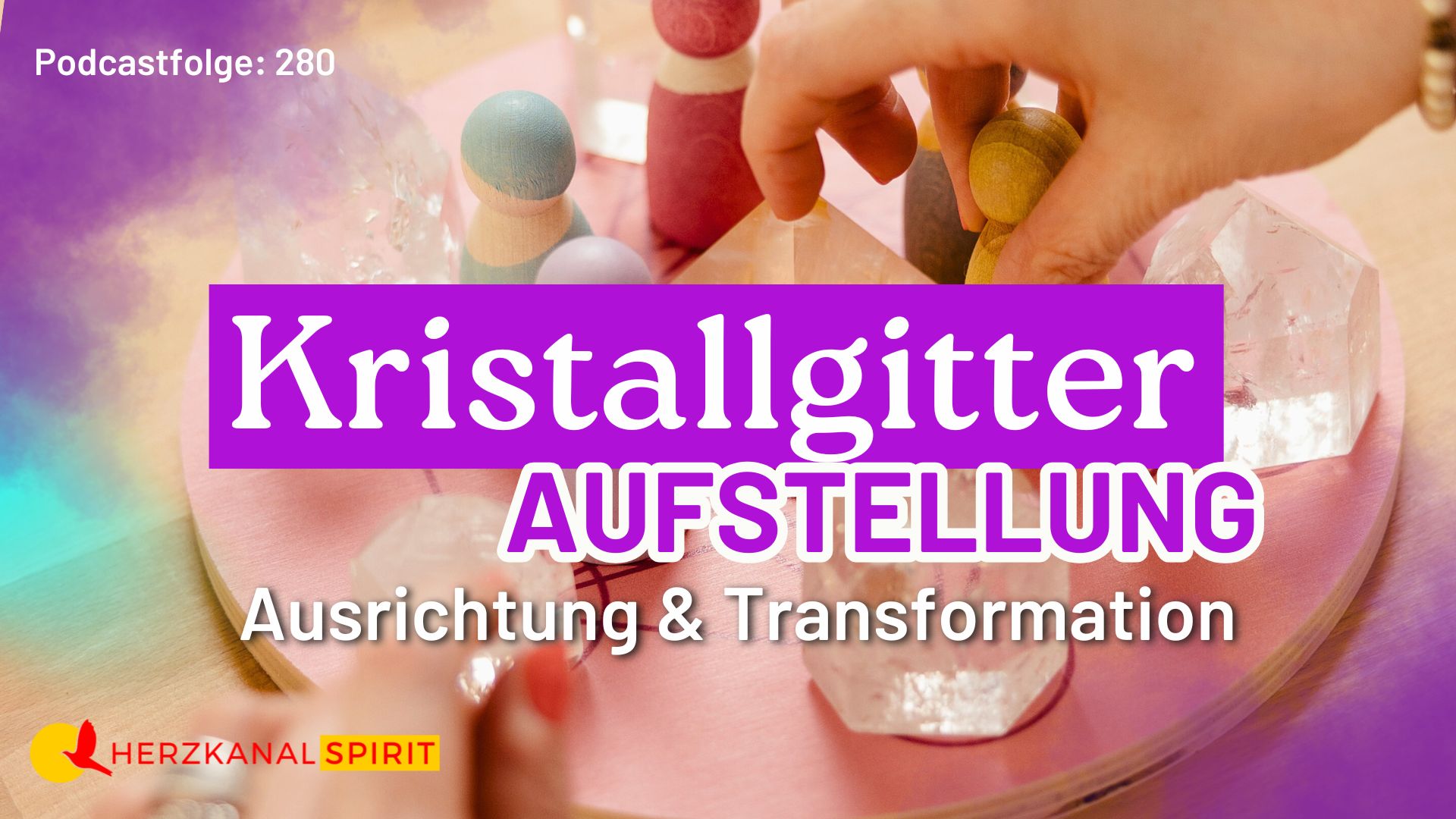 Kristallgitter mit Holzplatte: Wie du mit Kristallen manifestierst und ein Energiefeld aktivierst